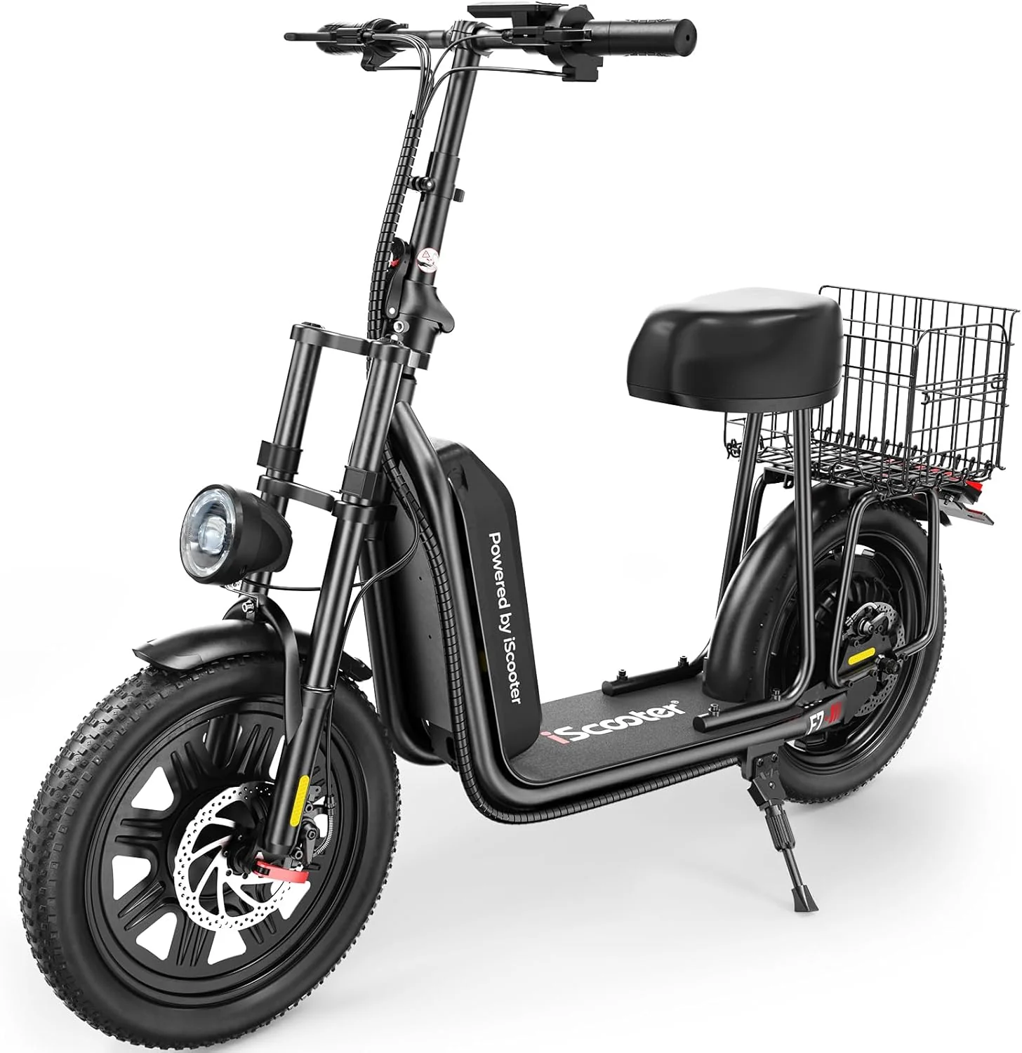 Trottinette électrique iScooter avec siège, autonomie de 60/34 km, vitesse maximale de 45/30/25 km/h, double suspension et panier