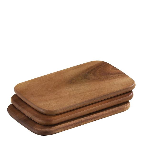Lite serveringsbrett 3 stk 22x15 cm akasie