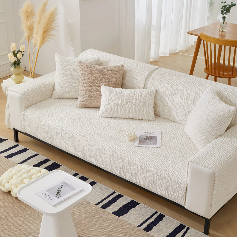 Cream Colour Berber Fleece Anti-Scratch Couch Cover