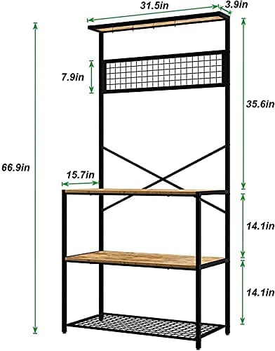 SOGES 4-Tier Kitchen Bakers Racks Standing Kitchen Storage Shelf for Kitchen Brown