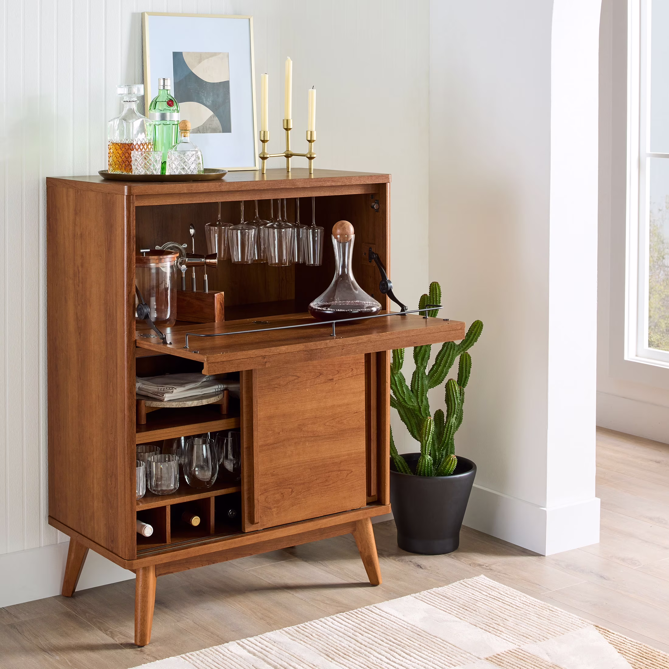 Better Homes & Gardens Greyson Bar Cabinet, Acorn Finish