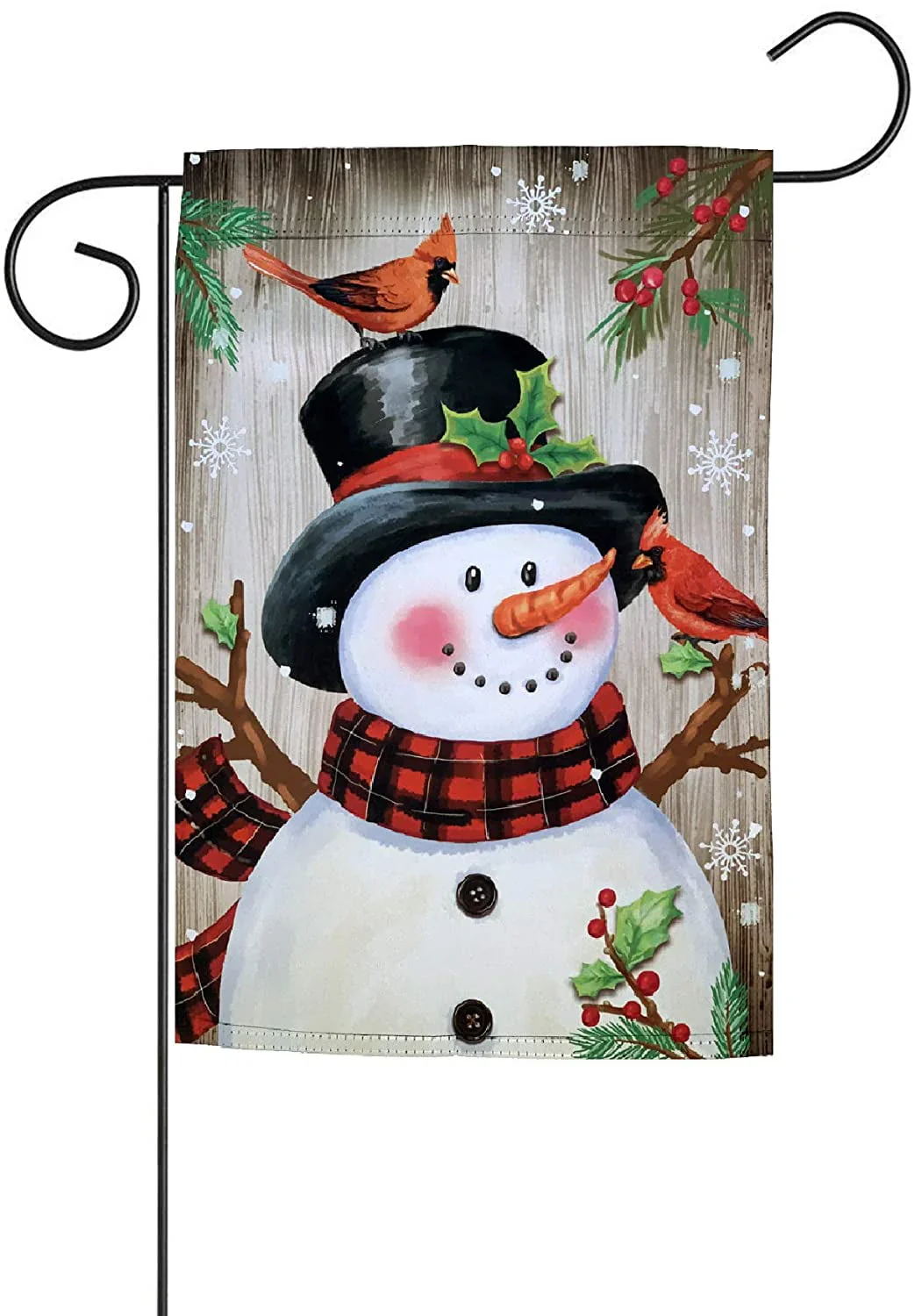 Frosty & Cardinals Christmas Garden Flag - 12 x 18, Double Sided, Snowman