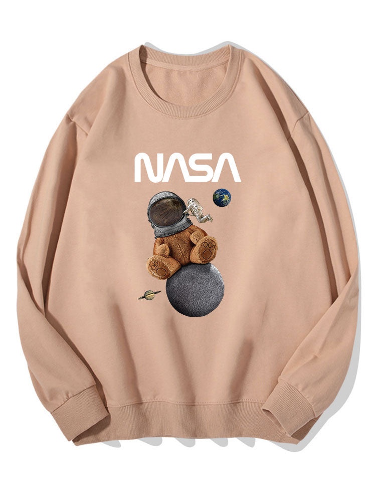 Sweat-shirt en coton imprimé ours de l'espace