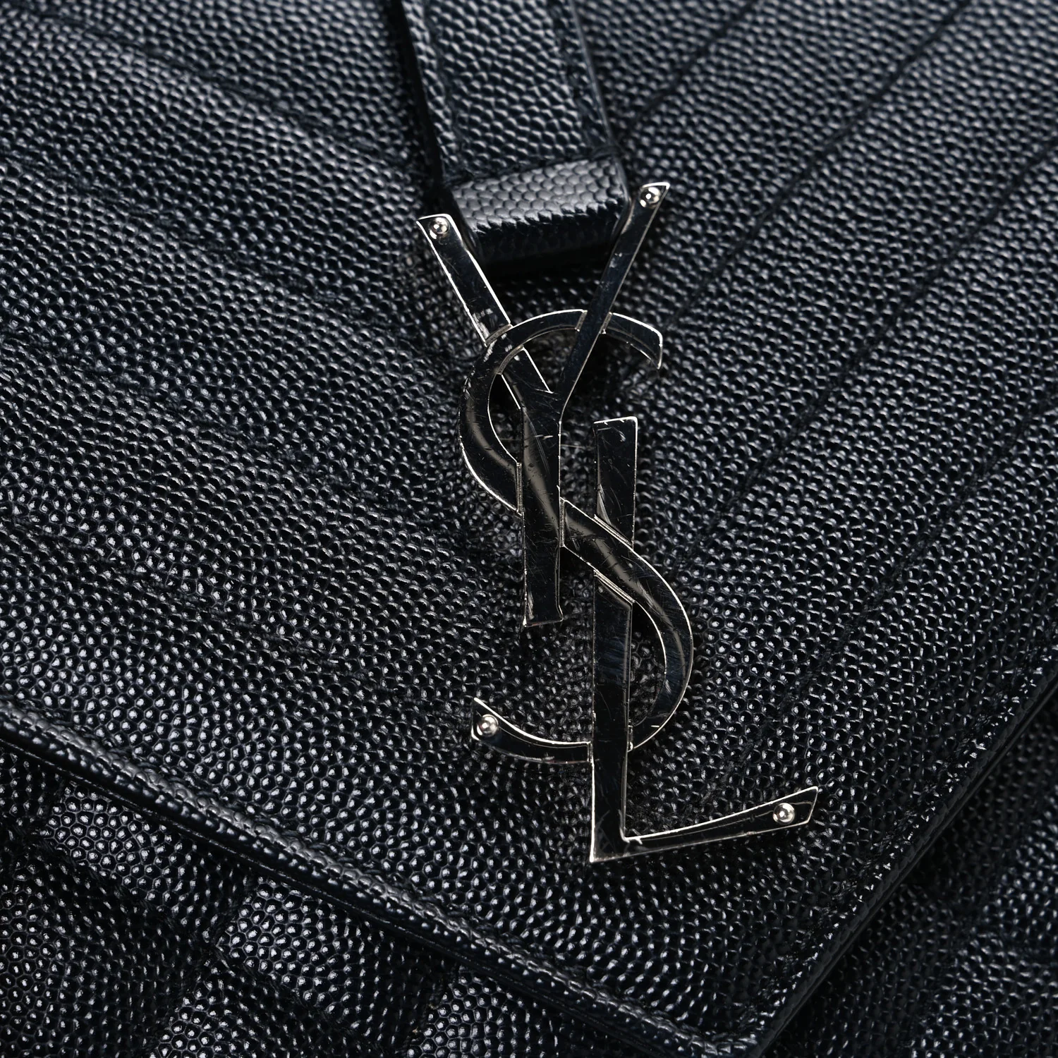 Grain De Poudre Textured Mixed Matelasse Triquilt Medium Monogram Satchel Black
