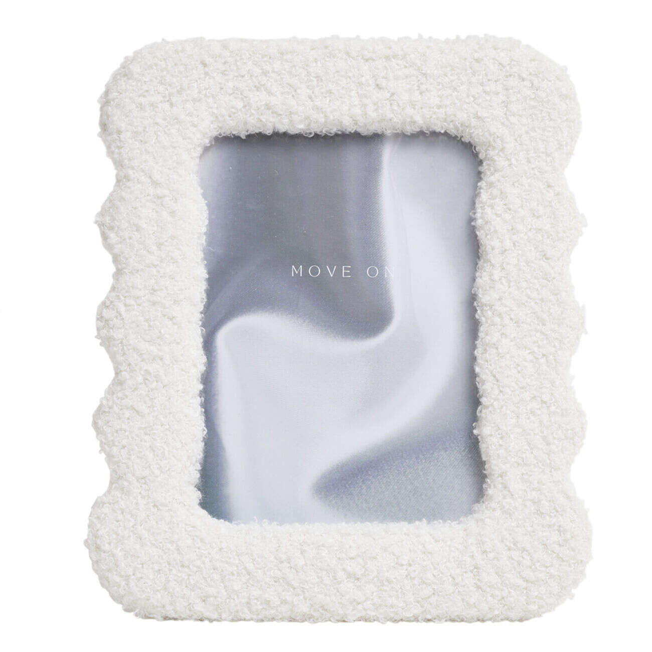Cadre photo bord ondulé tissu bouclette blanc 20x30cm