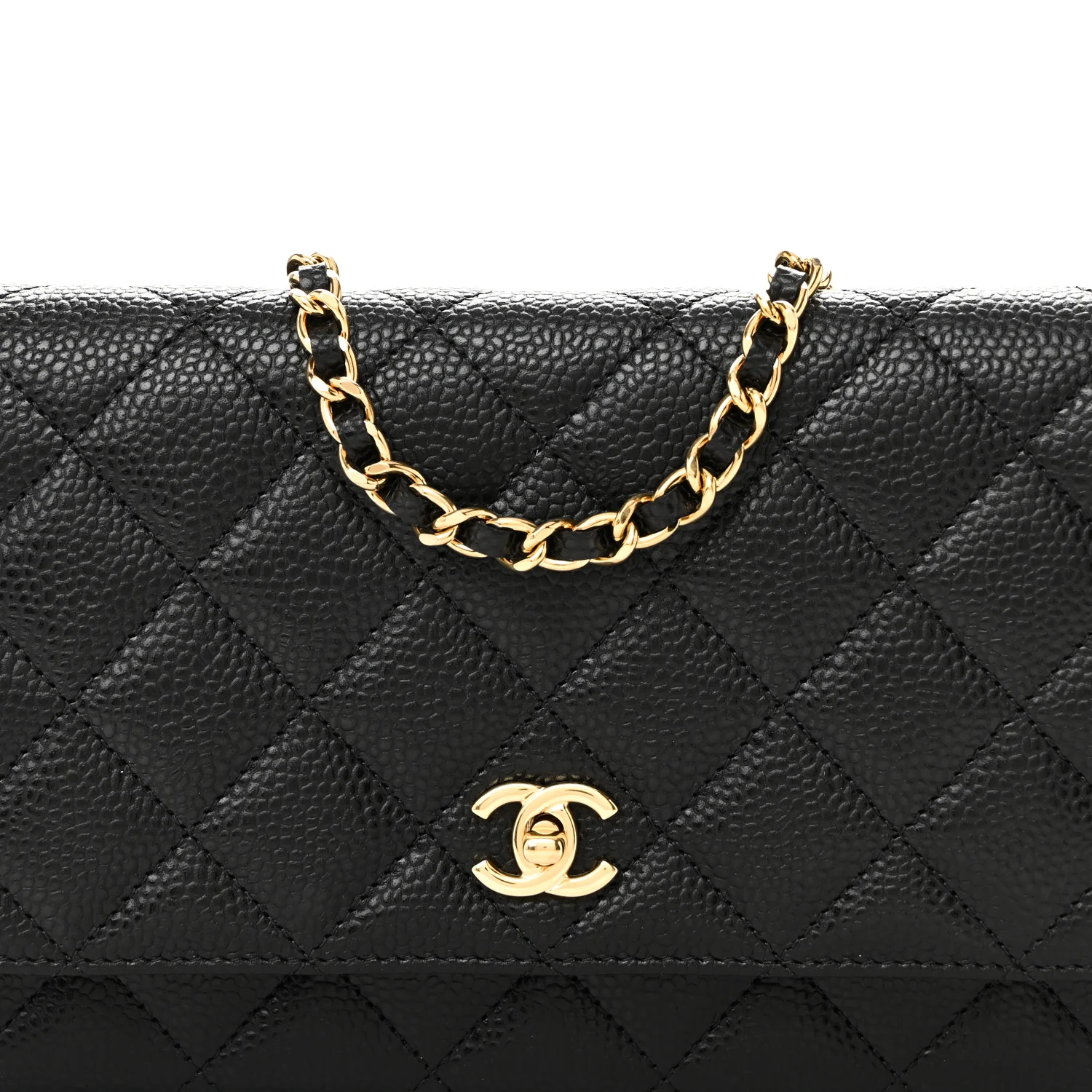 Caviar Quilted CC Turnlock Wallet On Chain WOC Black