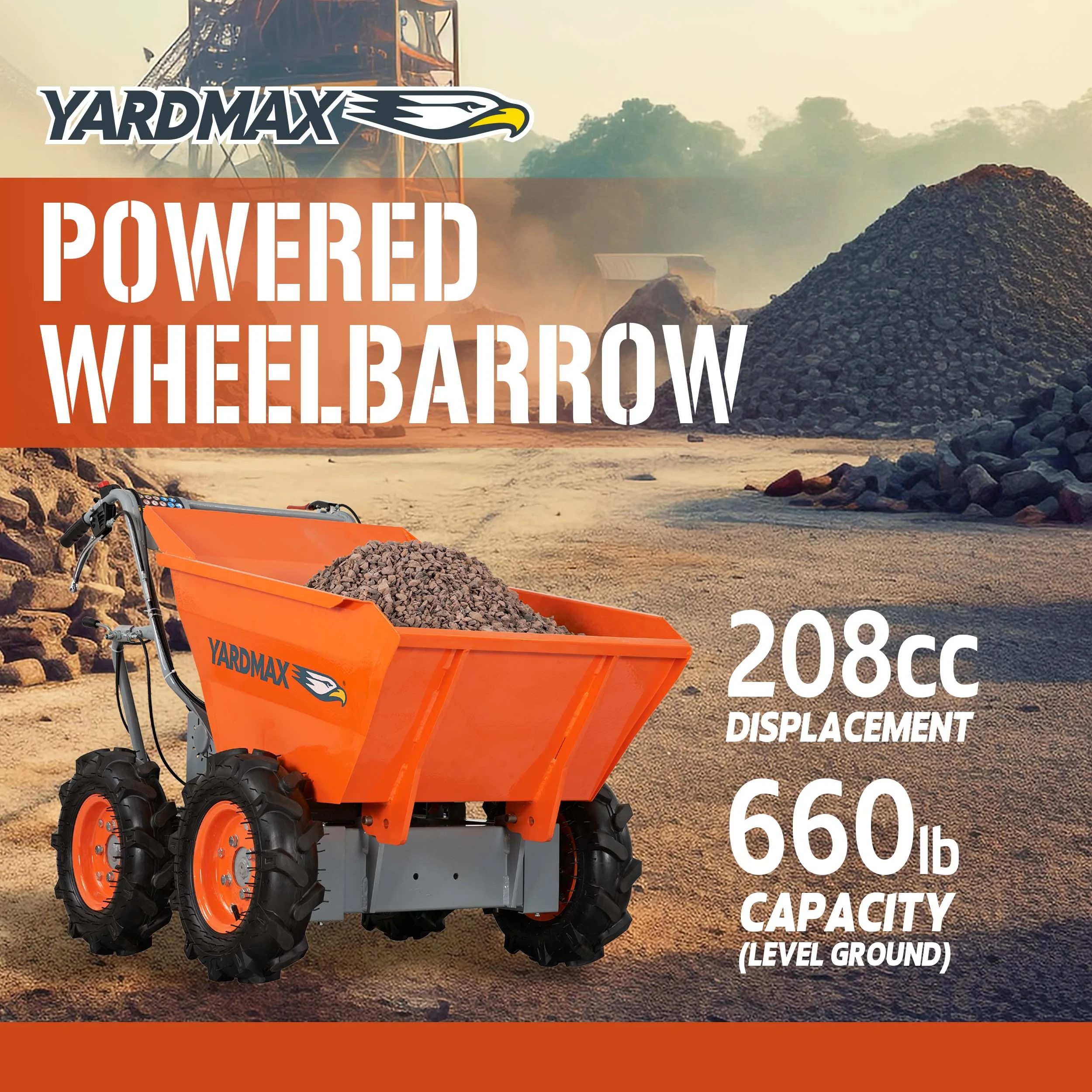 YARDMAX YD4103 Powered Wheelbarrow Briggs and Stratton CR950 65 HP 208cc, 660 lb