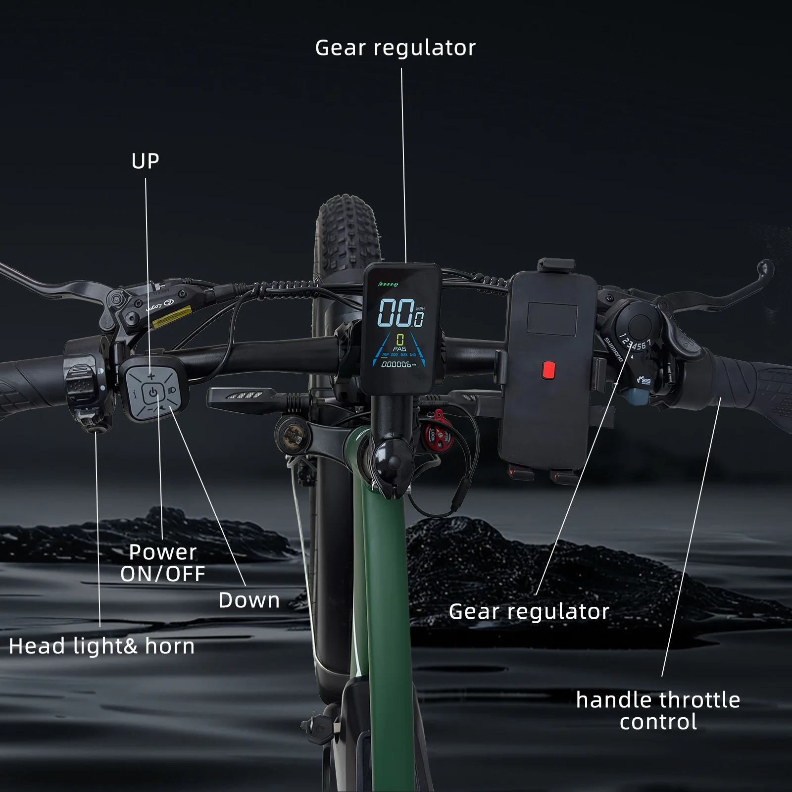 M6 Electric Bicycle M6 PRO 3200W, 48V 22.4Ah, 26 inch(Green) - Image 9
