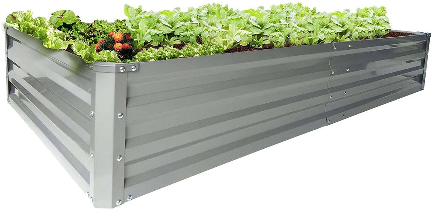 zizin Galvanized Raised Garden Beds Metal Elevated Planter Box Steel Large Vegetable Flower Bed Kit (6 �G3 �G1 ft)