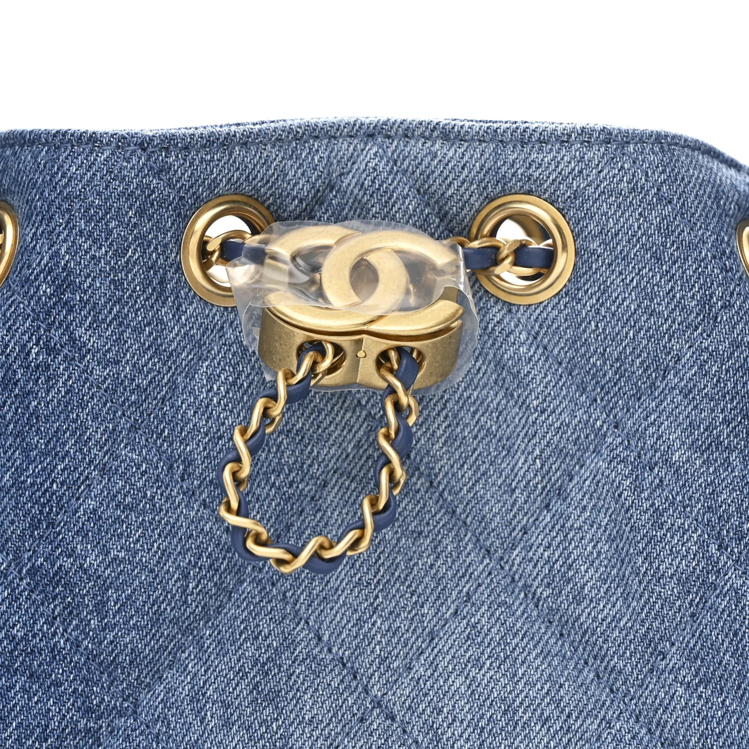 Washed Denim Quilted Mini Chanel 25 Handbag Blue
