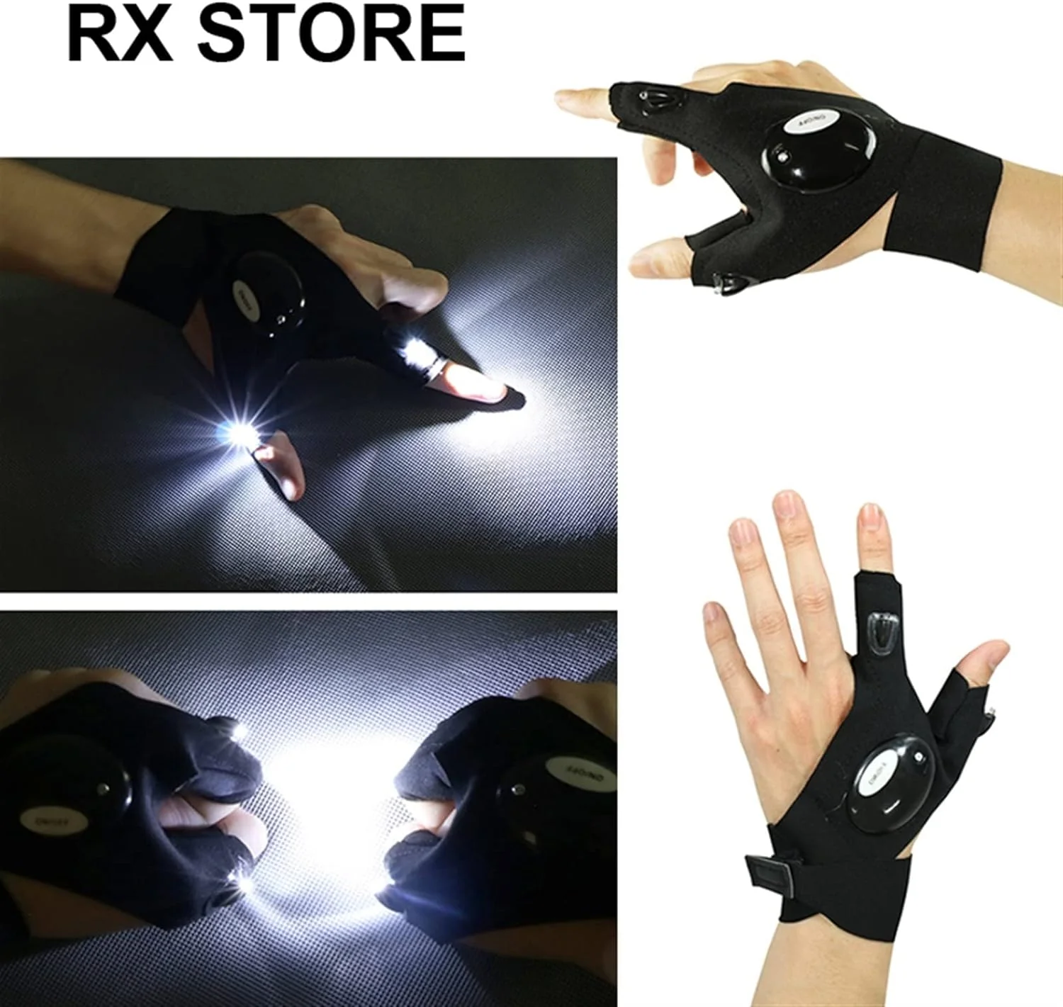 Gloves Outdoor Fishing Magic Strap Fingerless Gloves LED Waterproof Cycling Camping Hiking Rescue Tool Outdoor Lighting Gloves