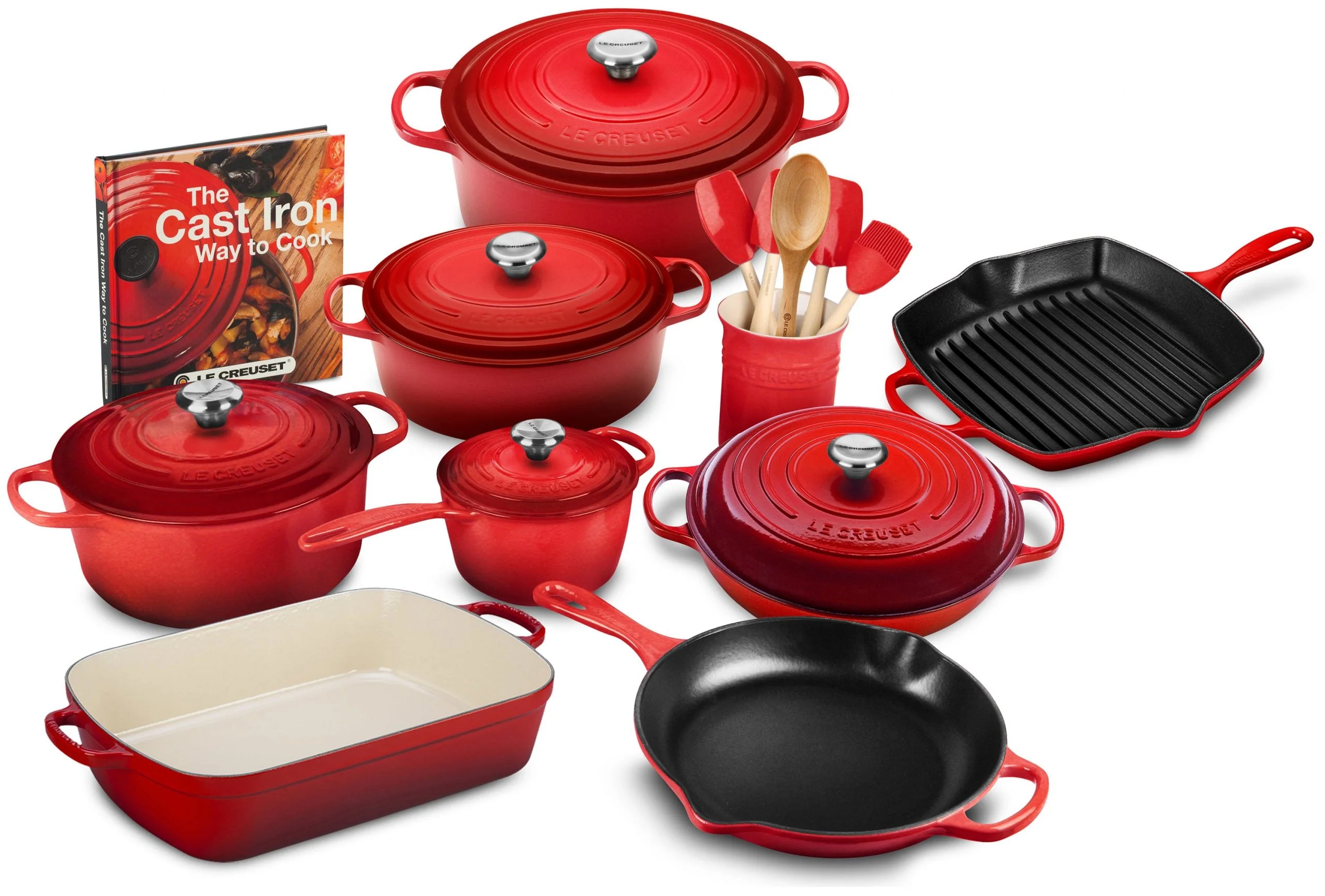 Batterie de cuisine 20 pièces en fonte Signature, poêle de 26 cm, casserole de 1,75 litre avec couvercle