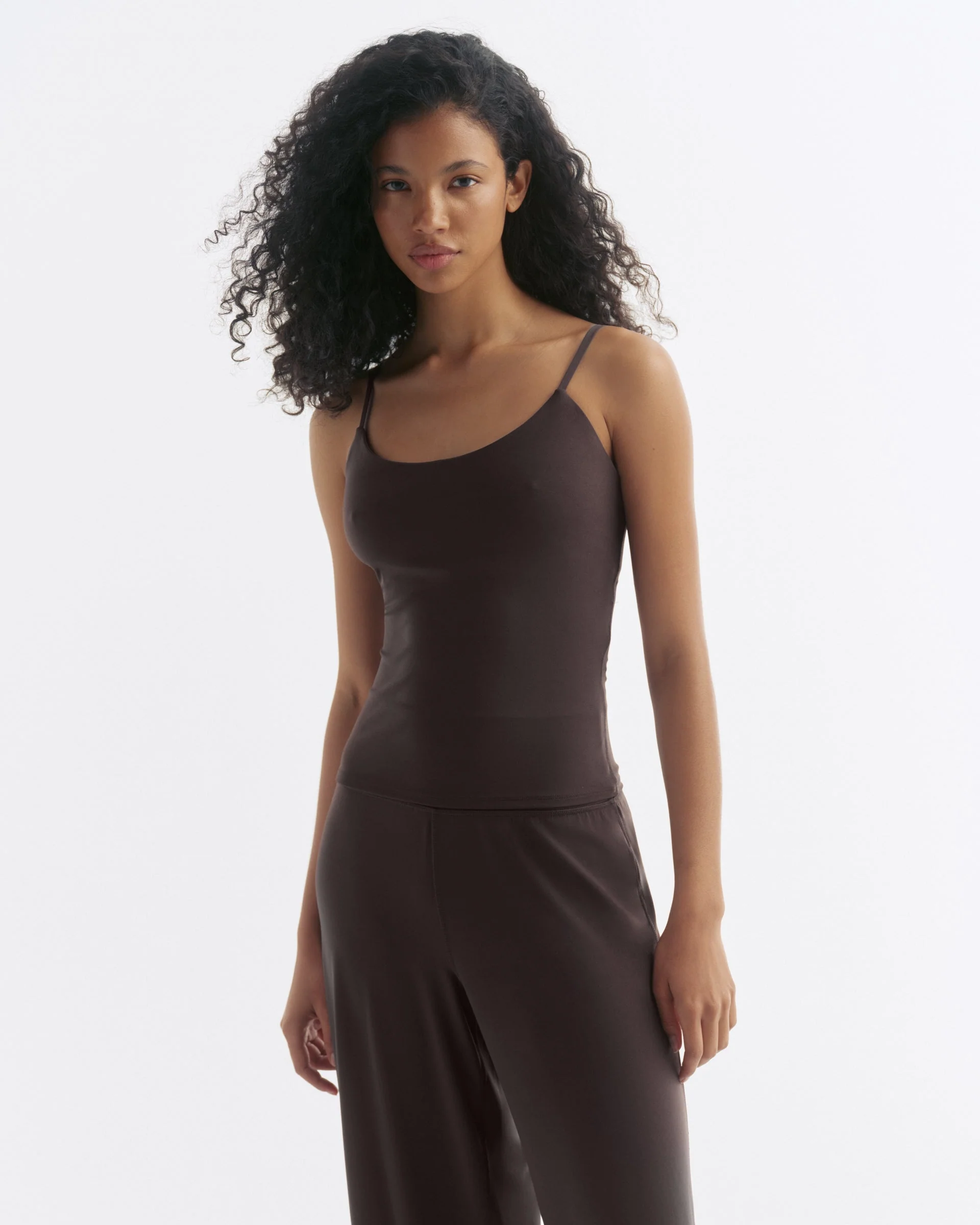 Skinny Strap Top - Coffee Bean