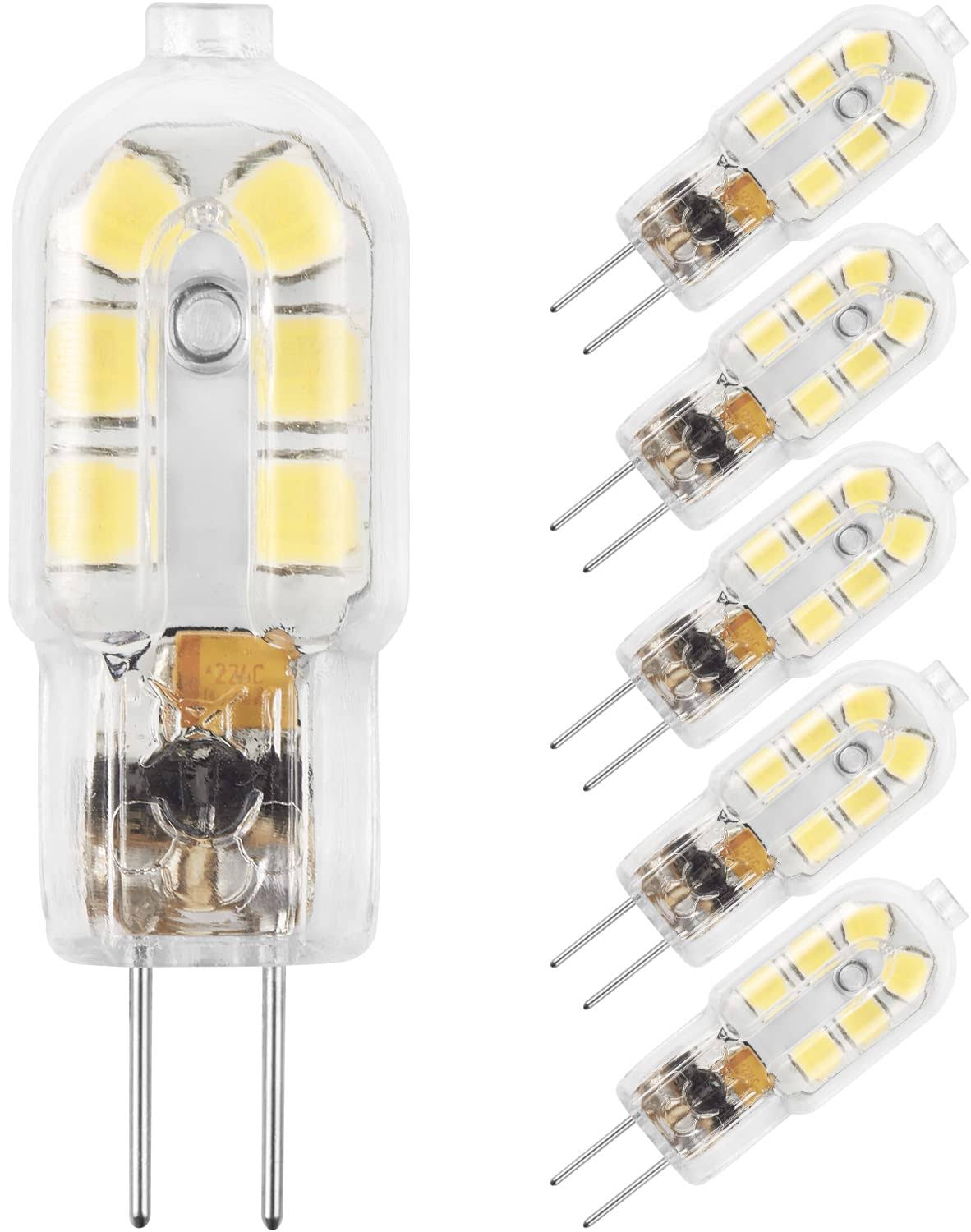 BAILIDA G4 LED Bulb, 12V JC Bi Pin Bulb, 20W Halogen Bulb Replacement, Daylight White 6000K, 5-Pack
