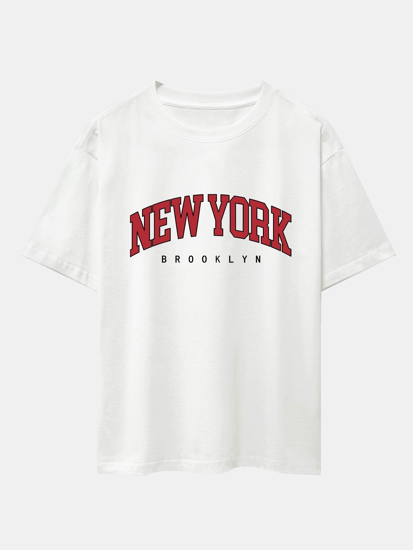 T-shirt oversize à épaules tombantes imprimé New York et short en jacquard sergé