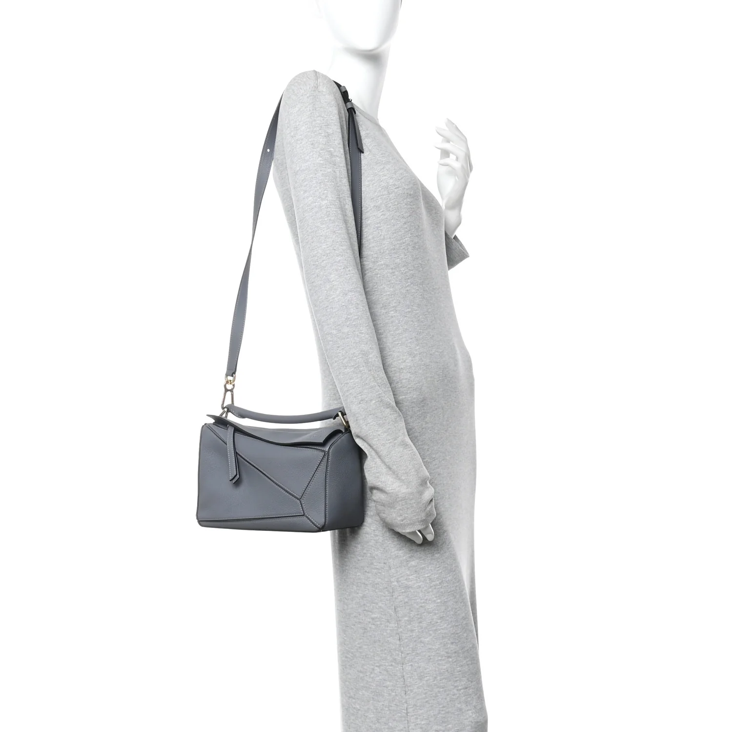 Soft Grained Calfskin Small Puzzle Bag Asphalt Grey