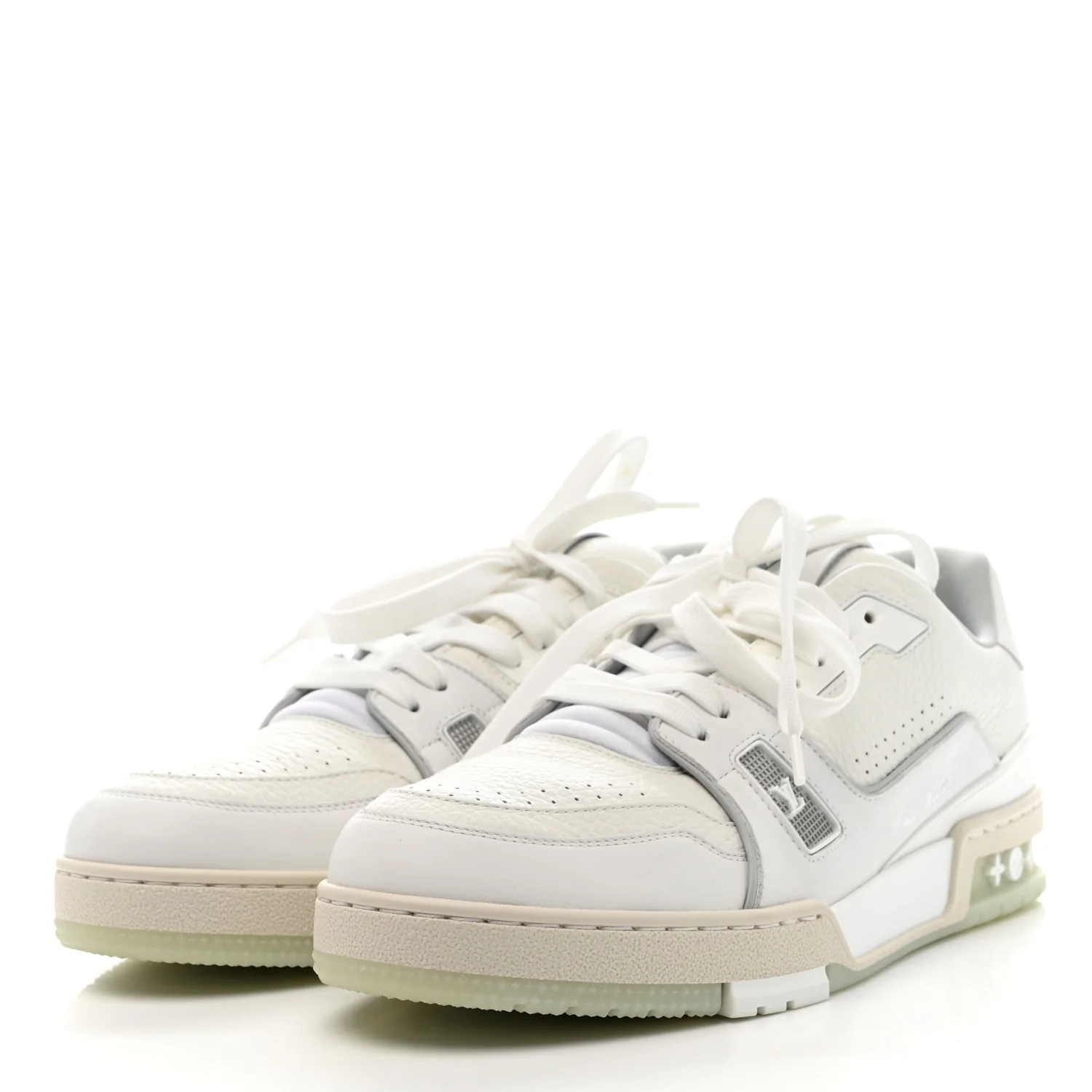 Calfskin Mens LV Trainer Sneakers 9 White