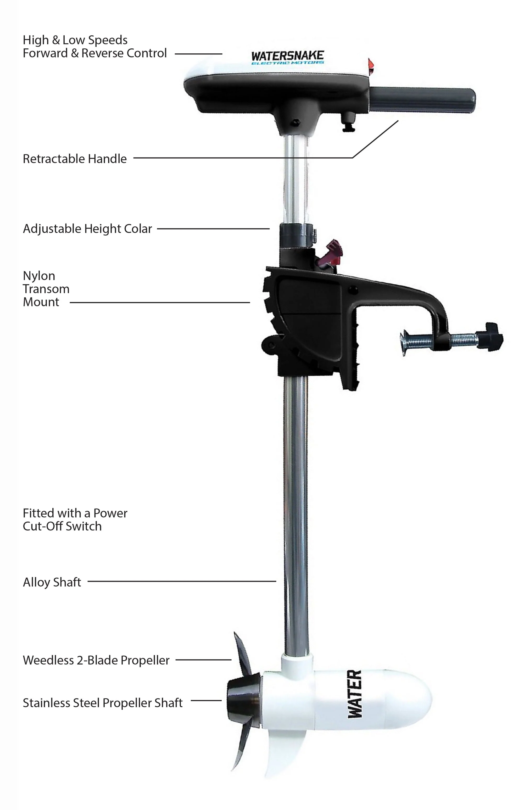 Watersnake ASP T24 Trolling Motor, 24 Pound Thrust May Be Used in Fresh or Saltwatrer