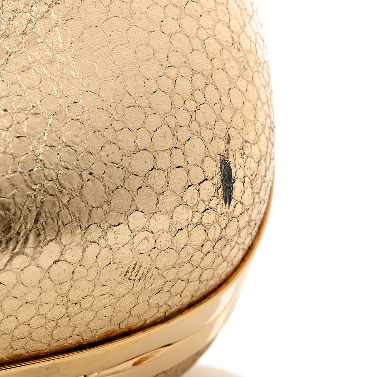 Metallic Nappa Skull Box Clutch Gold