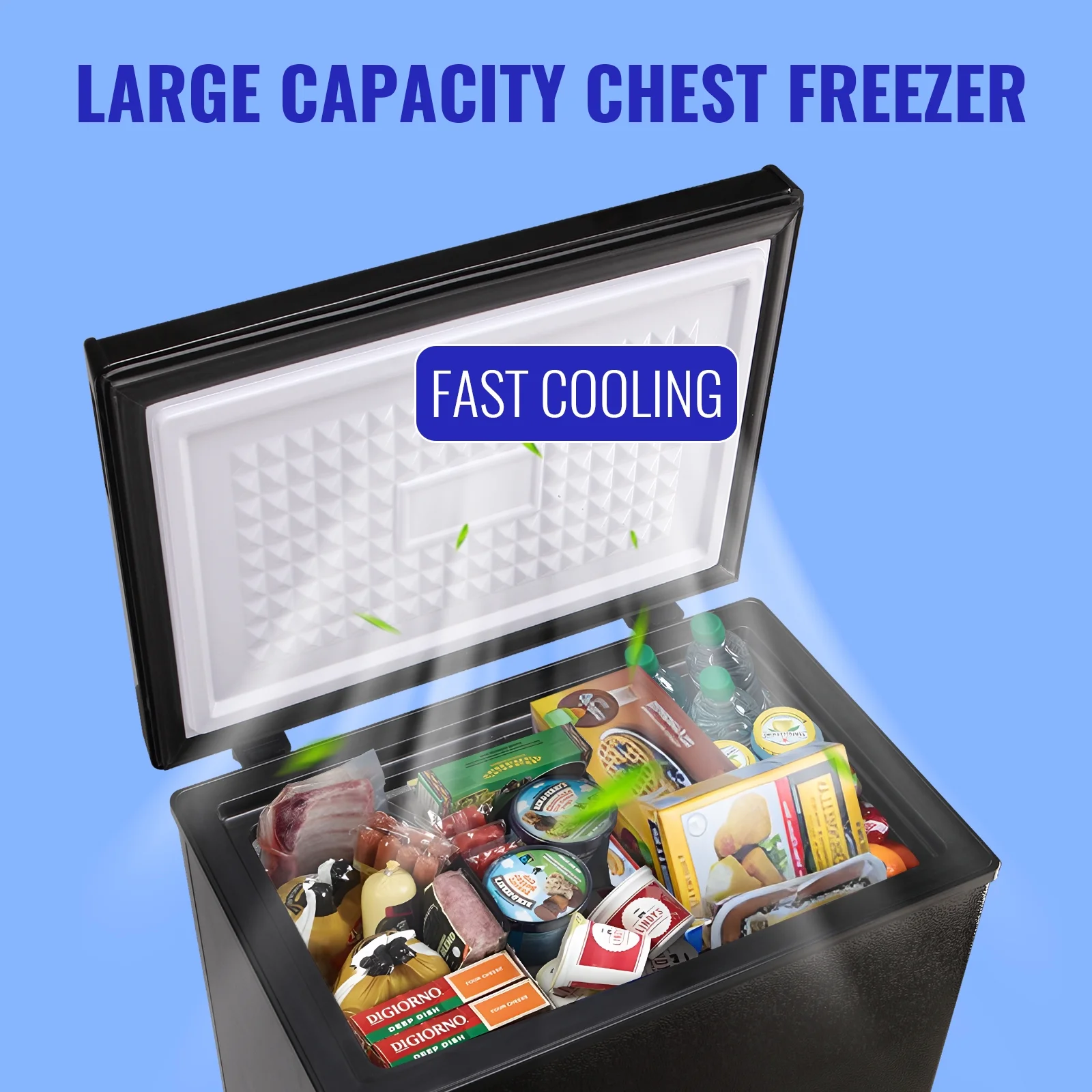WANAI 3.5 Cubic Feet Chest Freezer Black Deep Freezer with Adjustable Temp Knob Ideal for Any Room