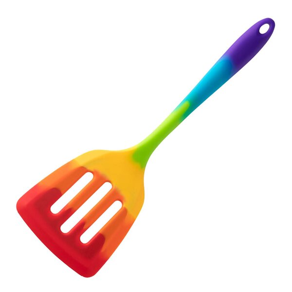 Stekespade perforert silikon 30 cm regnbuefarget