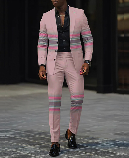 Ensemble blazer et pantalon 2 pièces à col à revers et boutons décontractés