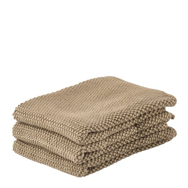 Kjøkkenklut bomull 27x27 cm 3 stk khaki