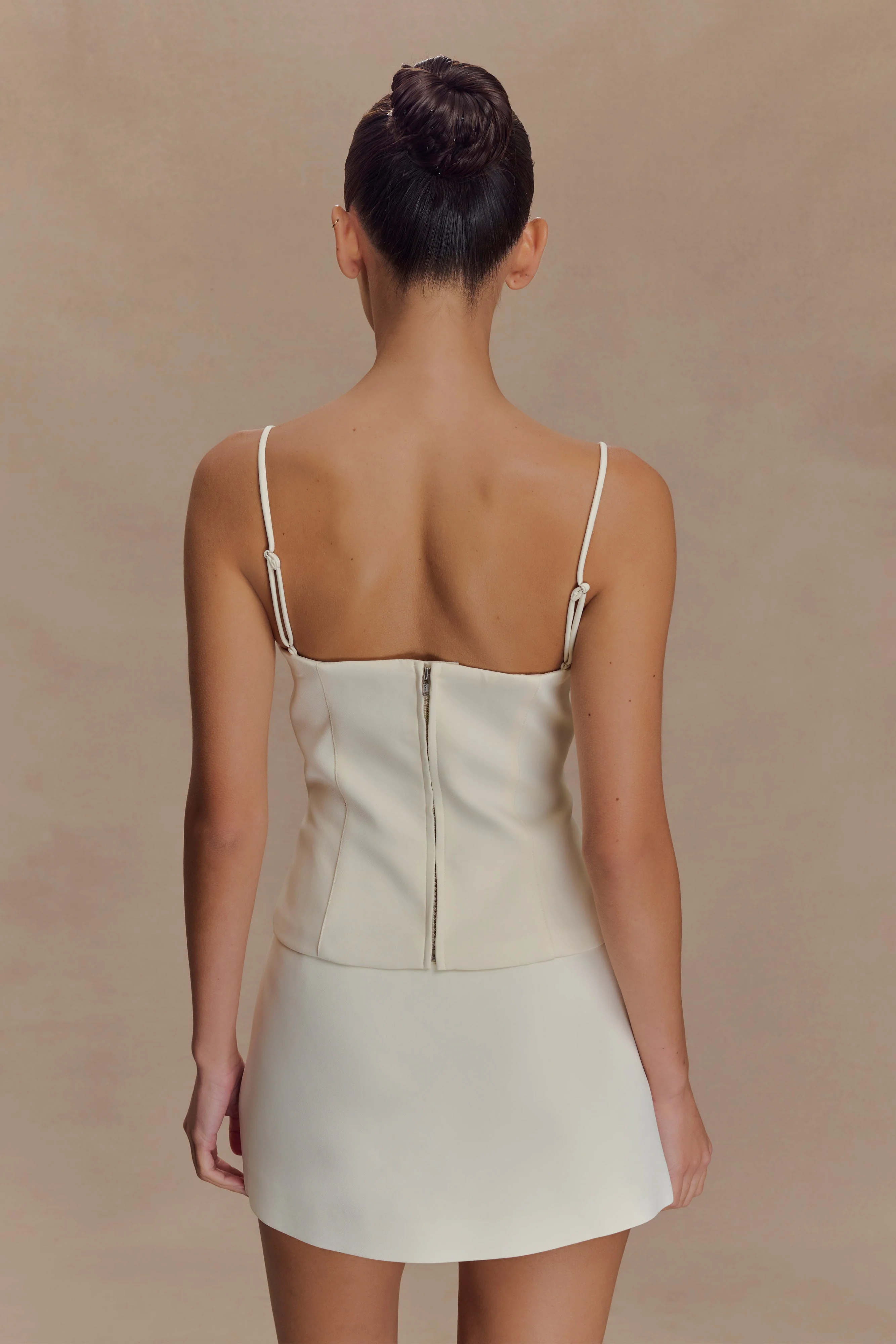 Jaime Spaghetti Strap Suiting Top - Ivory