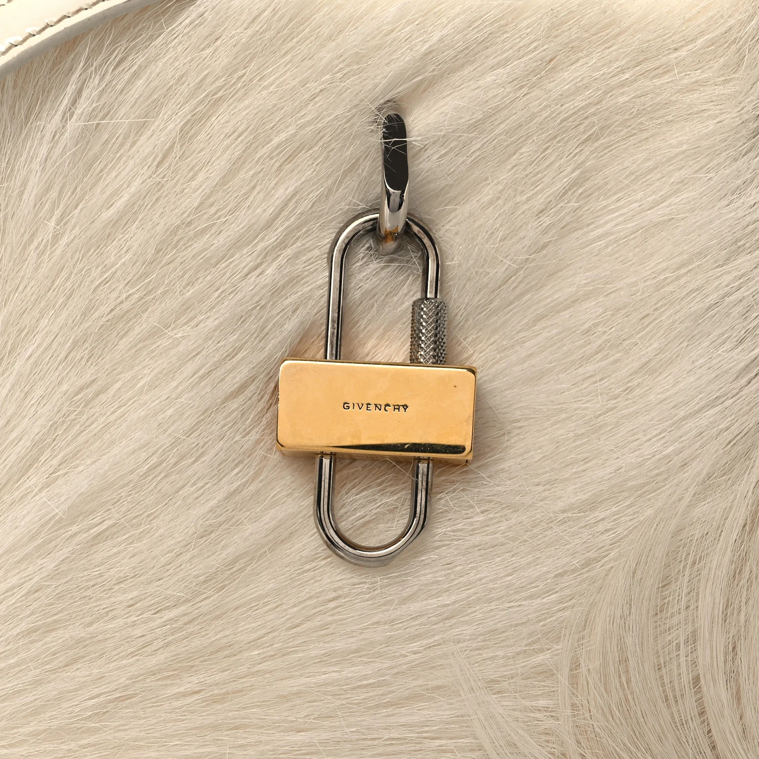 Faux Fur XS Lock Antigona Shoulder Bag White