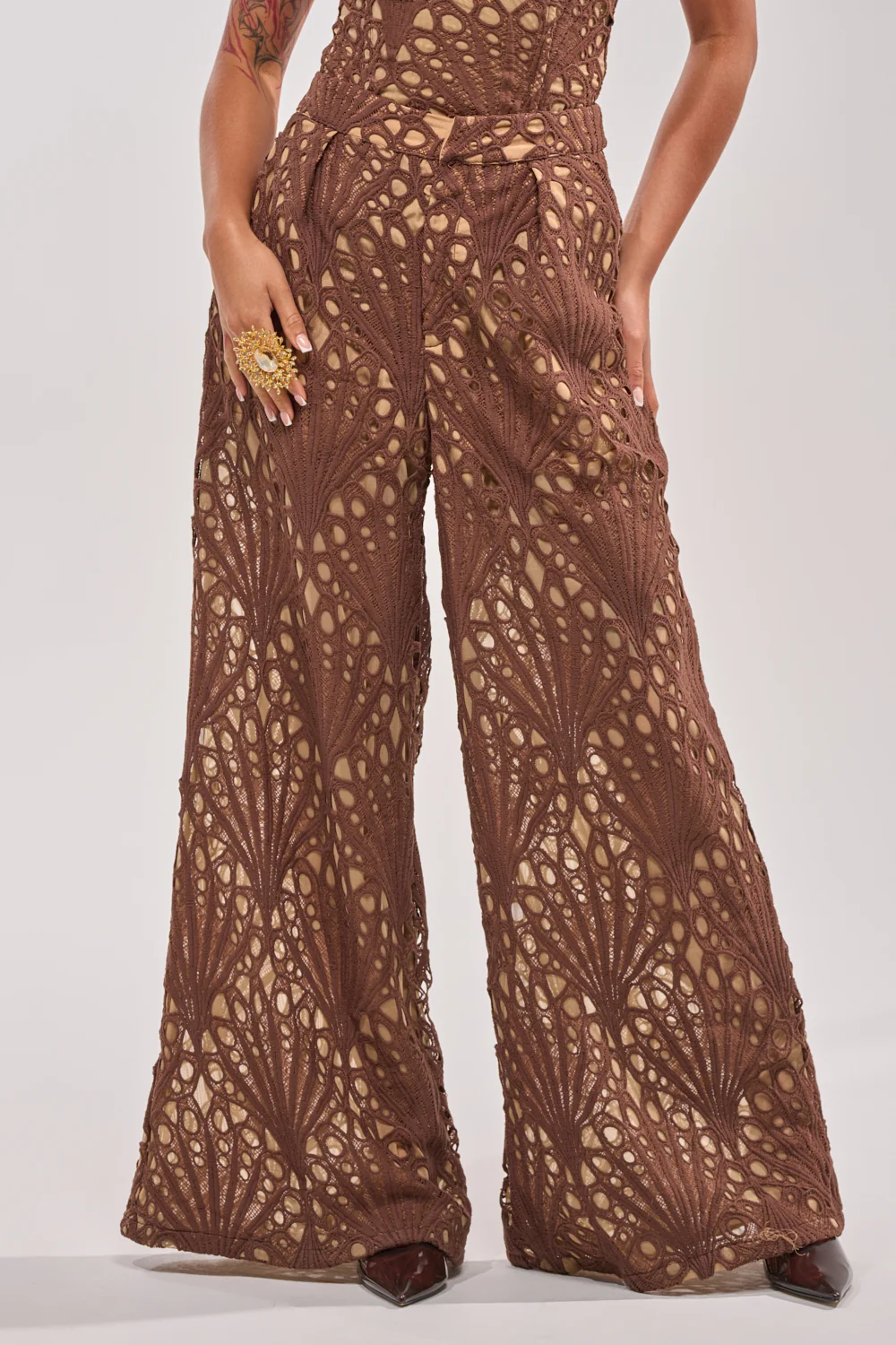 CLAIRE EYELET PALAZZO PANT - Akira Store