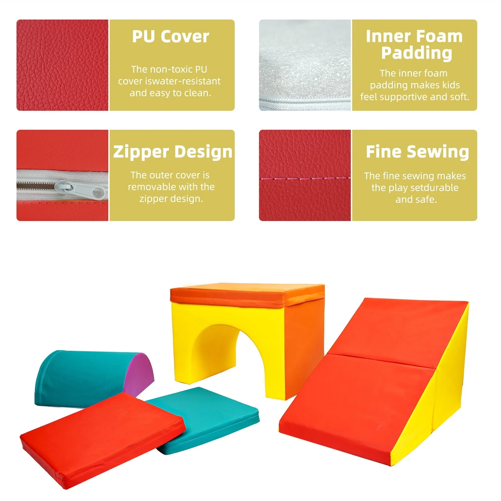 5 PCS Kids Climbing Toys for Toddlers 1-3, Lightweight Couch Kids for Crawling Sliding, Soft Play Equipment Foam Climber Blocks, Indoor Climb and Crawl Activity Playset - Image 6
