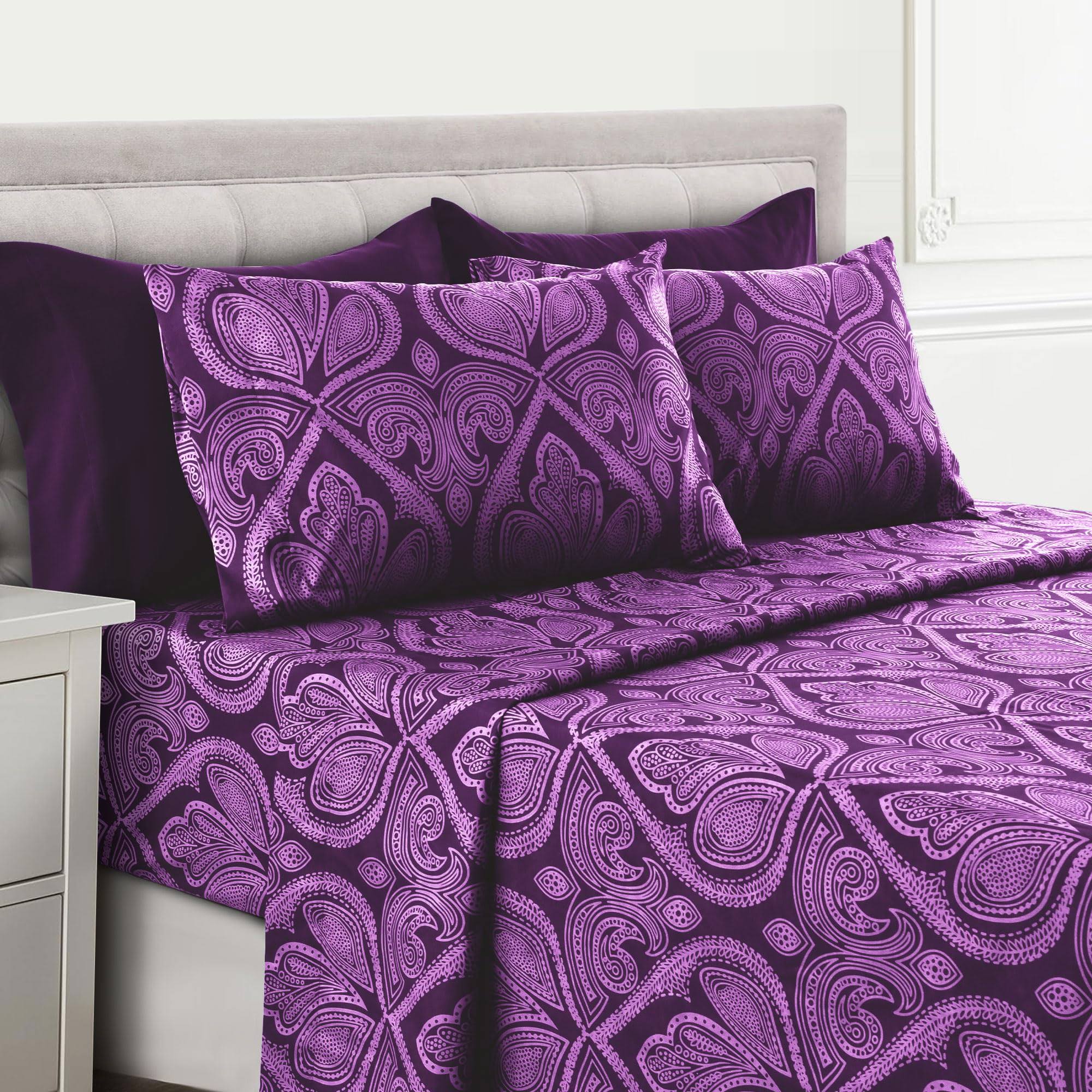 6 Piece Paisley Printed Deep Pocket Bed Sheet Set