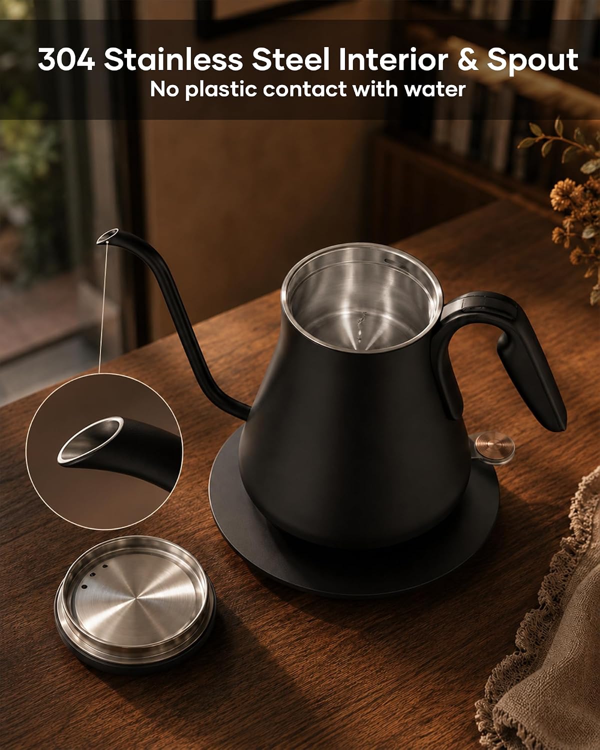 Cocinare Gooseneck Electric Kettle 0.8L, Fast Boil Pour Over Coffee, Tea