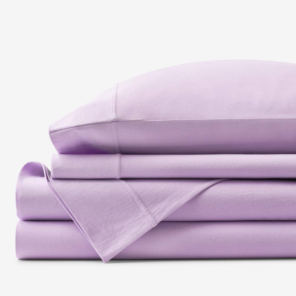 The Company Store Company Cotton 3-Piece Lavender Solid Cotton Jersey Knit Twin Sheet Set, Purple