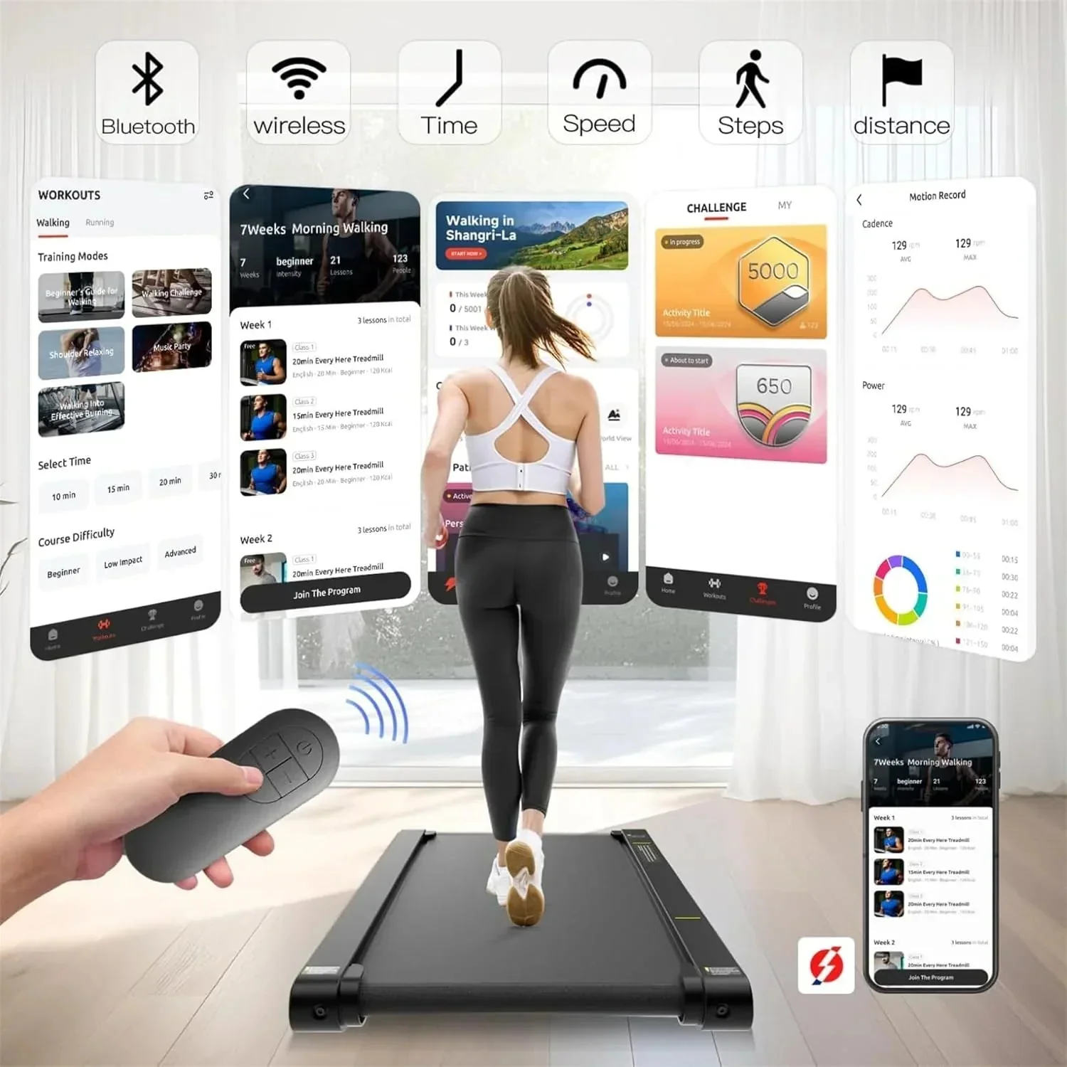 Walking Vibration Pad with APP, 3 in 1 Under Desk Treadmill, 2.5HP Low Noise Walking Treadmill Pad with Remote Control,Portable Treadmills for Home Office