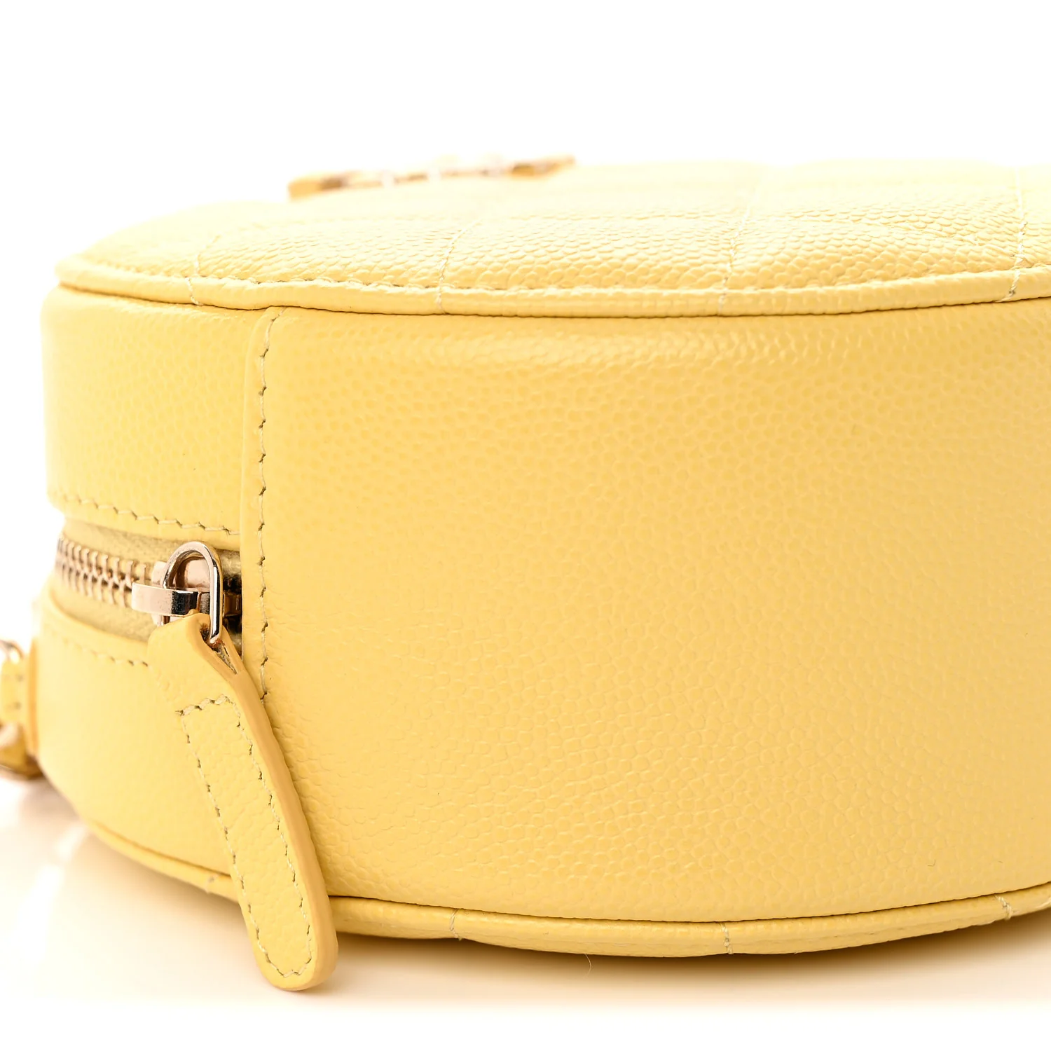 Caviar Quilted Gripoix CC Round Clutch With Chain Yellow