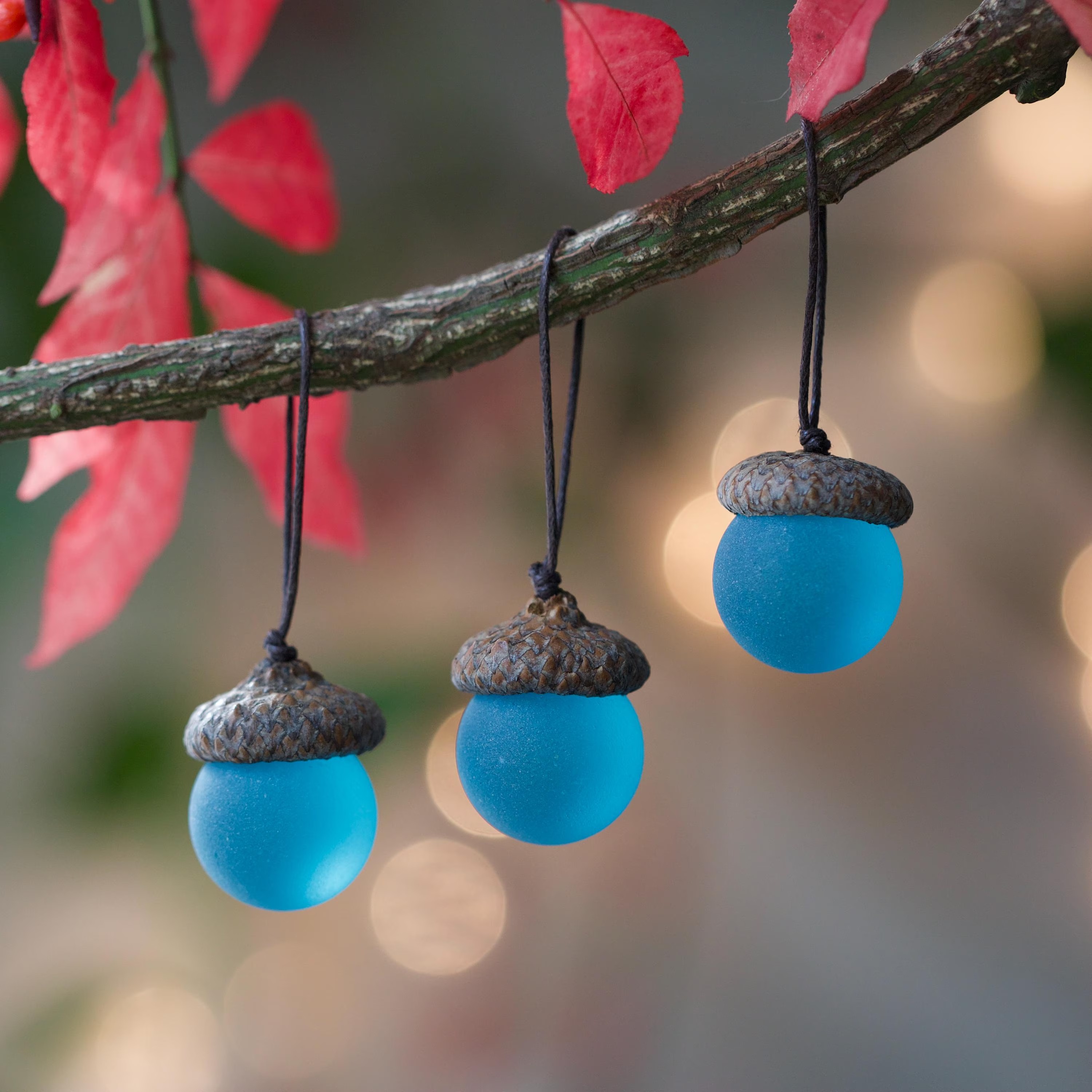 Handmade Sea Glass Acorns with Natural Caps
