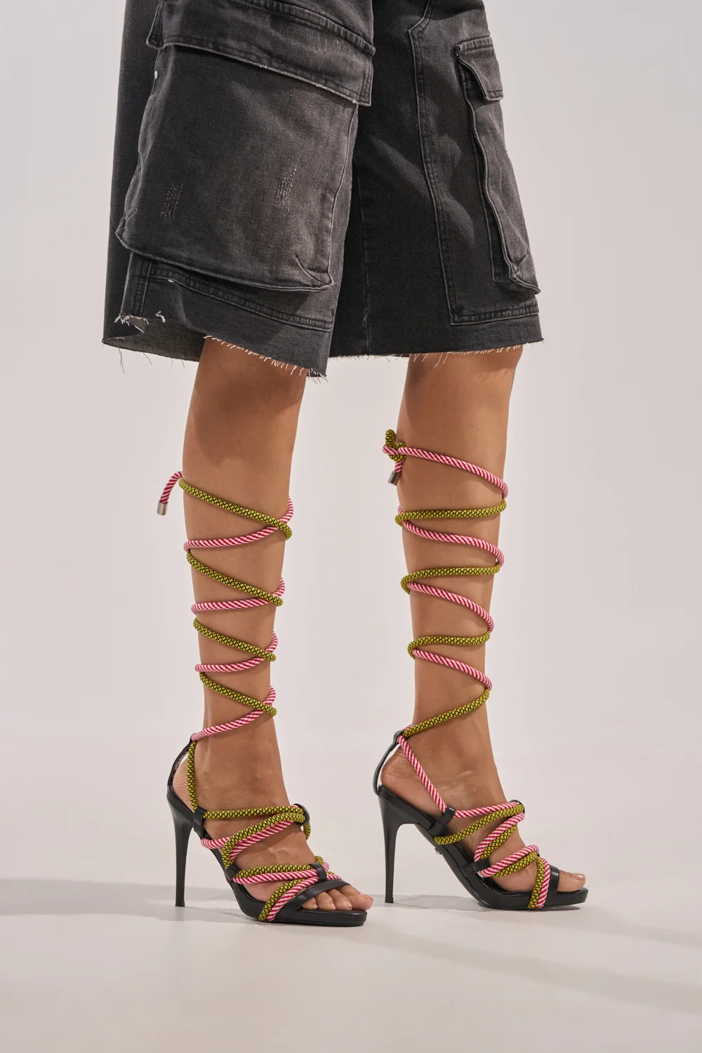 AZALEA WANG RIJN ROPE STILETTO LACE UP SANDAL - Akira Store