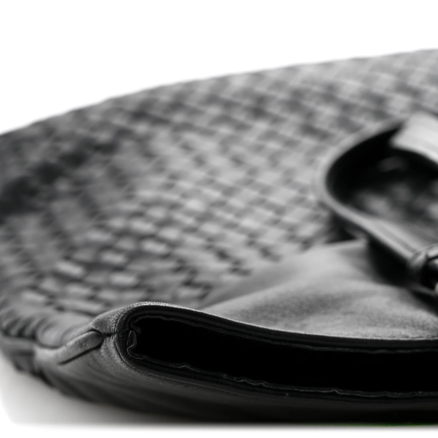 Nappa Intrecciato Flat Shoulder Bag Black
