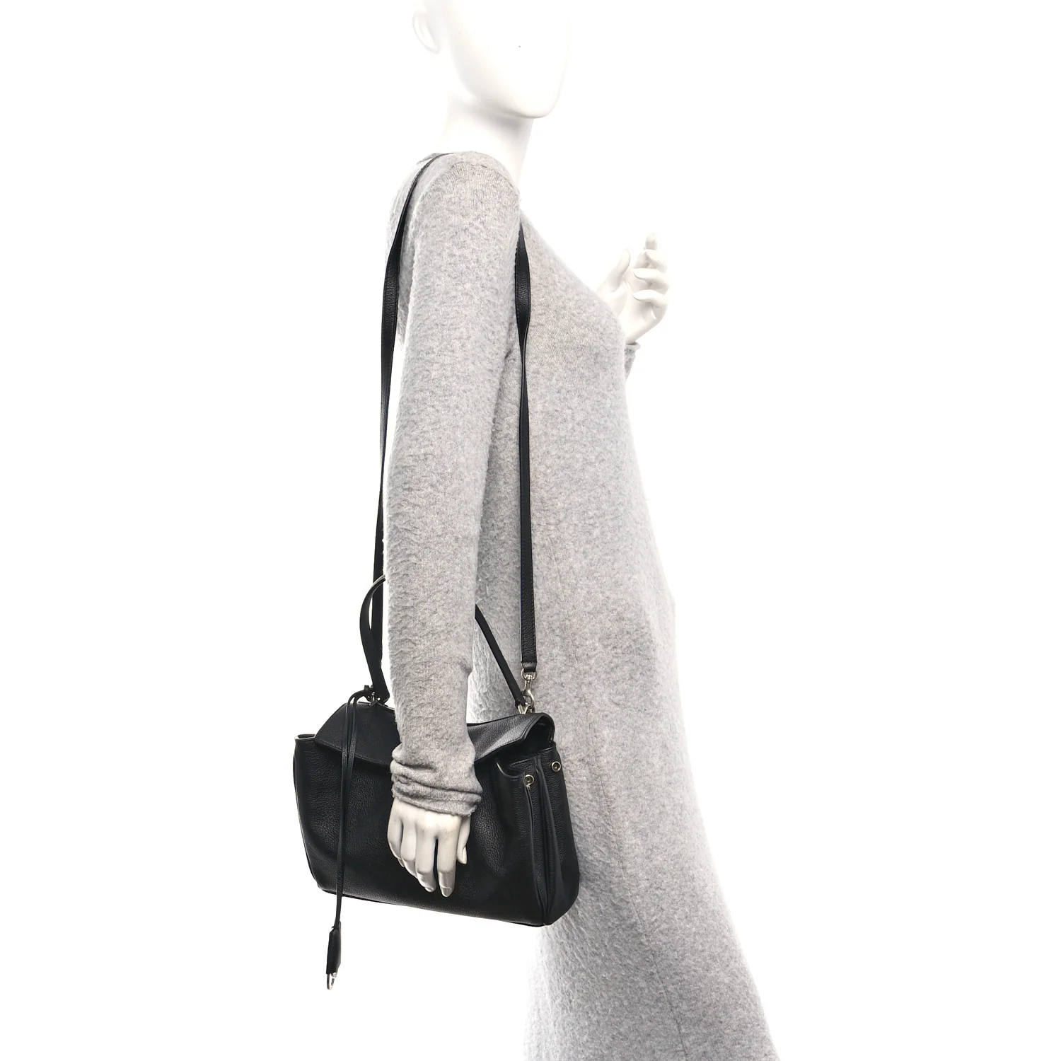 Grained Calfskin Small Rodeo Top Handle Handbag Black