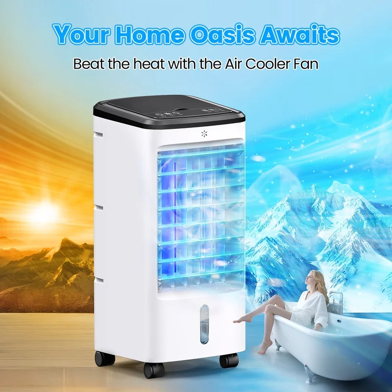 Windowless Air Conditioners, 4 In 1 Portable Swamp Cooler with 2 Water Tanks, Room Air Conditioner with 4 Ice Packs, Remote, 12H Timer, 3 Speeds 4 Modes, Ductless Cooler for Indoor Home Office - Image 4