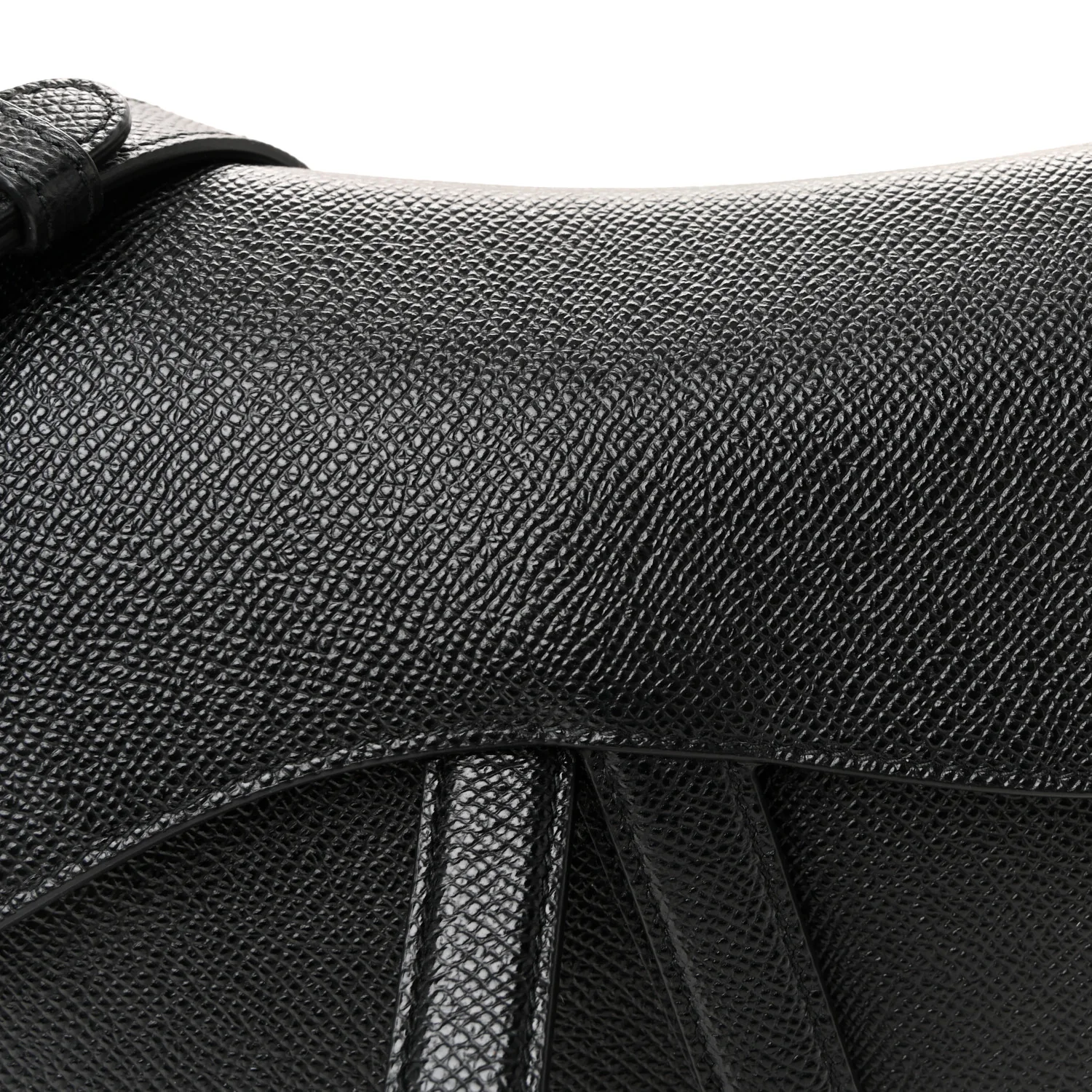 Grained Calfskin Saddle Bag With Strap Black