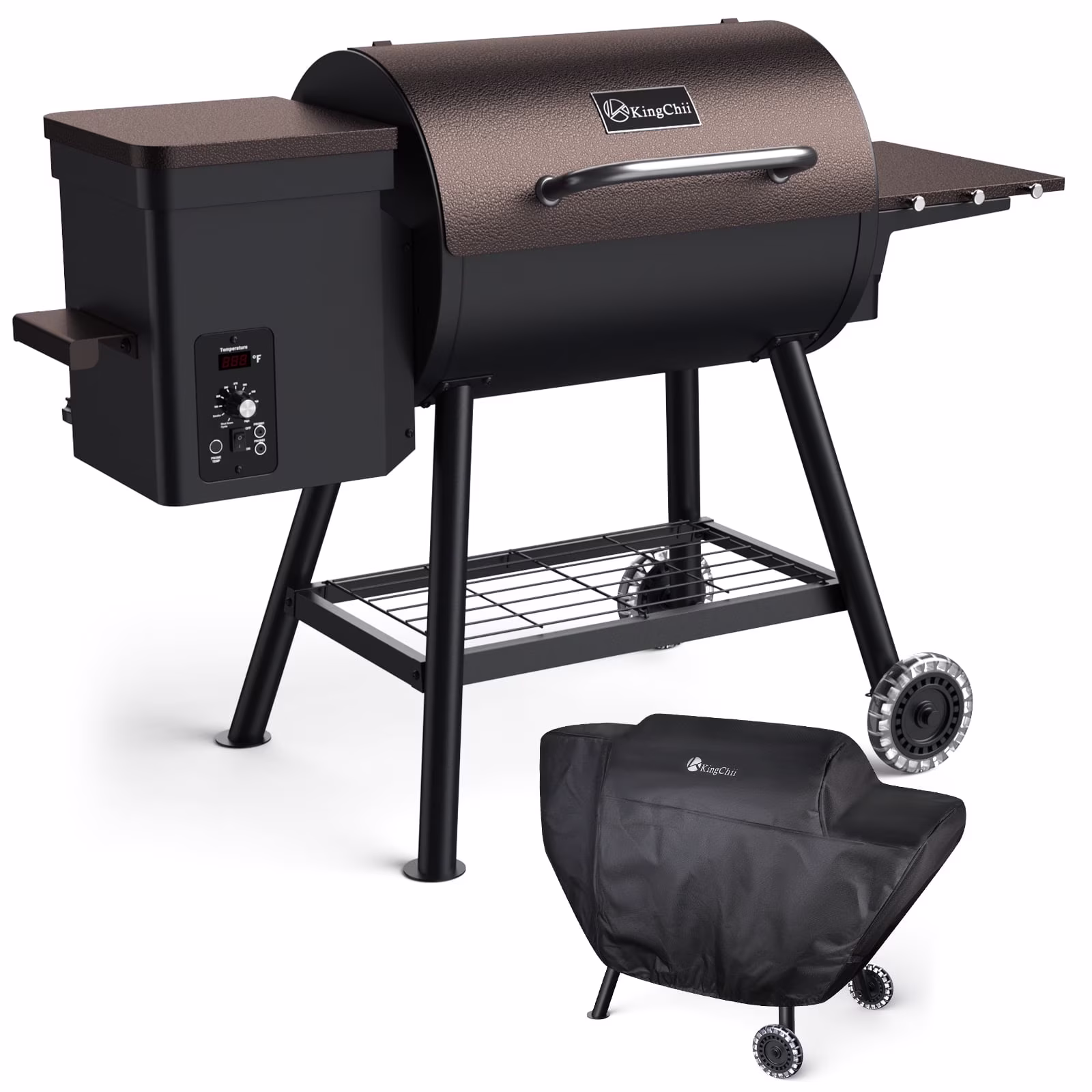 Chiminea Outdoor Fireplace, Wooden Fire Pit for Patio Backyard with Cover, Black(NFP056A) - Image 3