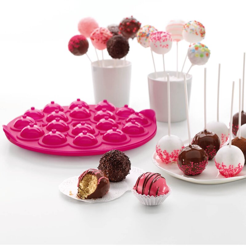 Silikonform for Cake Pops 18 hull rosa