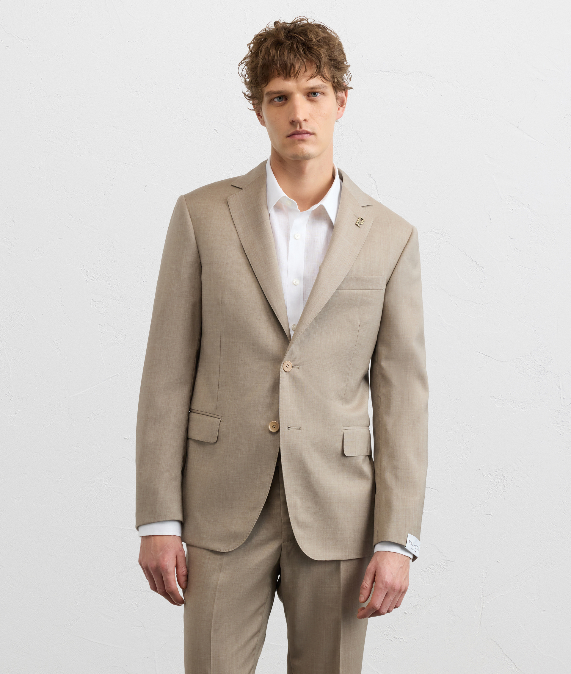 LIGHT BROWN VIRGIN WOOL KEY LINE DRESS