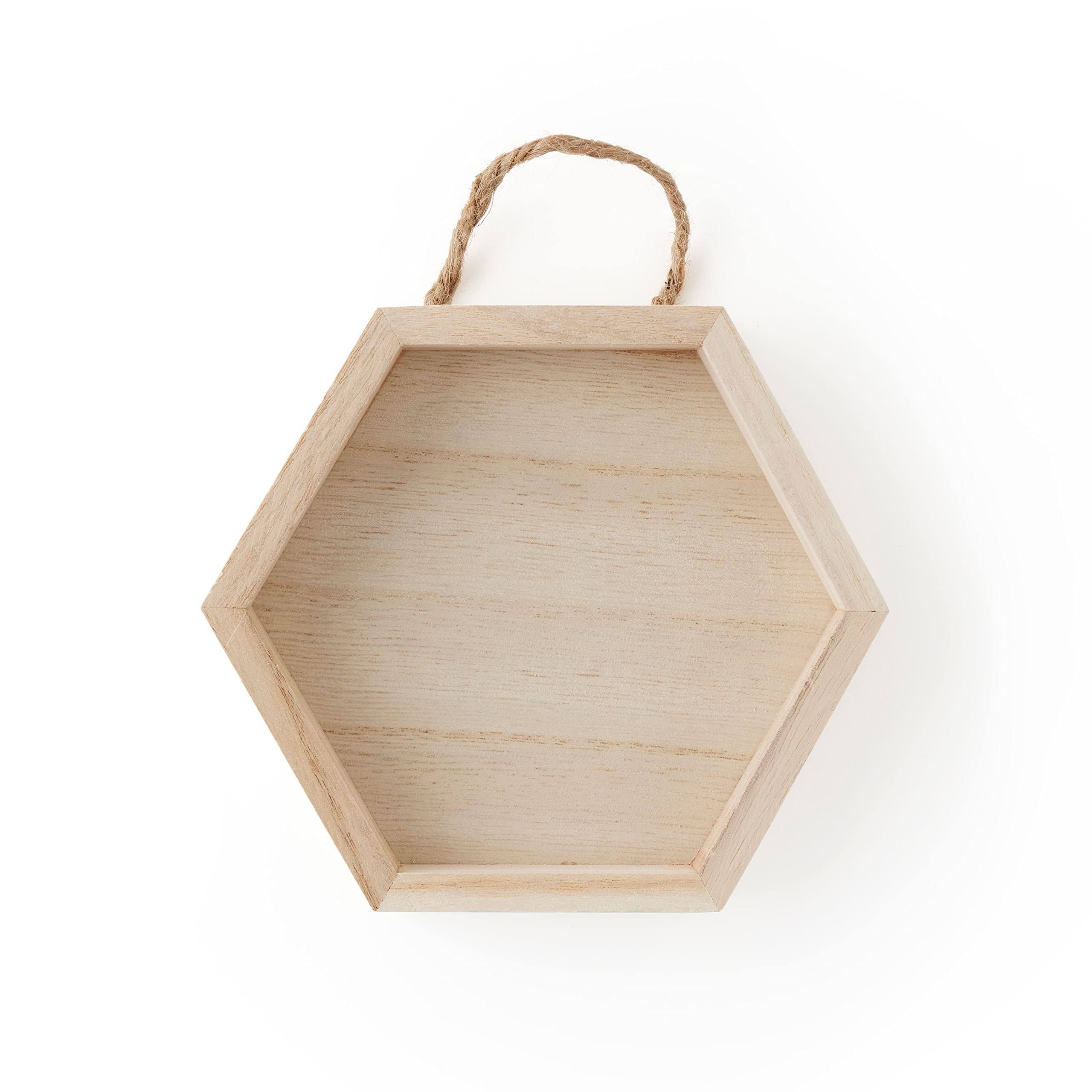 6�� x 5�� Unfinished Wooden Hexagon Shadow Box by Make Market - Ready-to-Finish Memory Box Display Case - Bulk 24 Pack