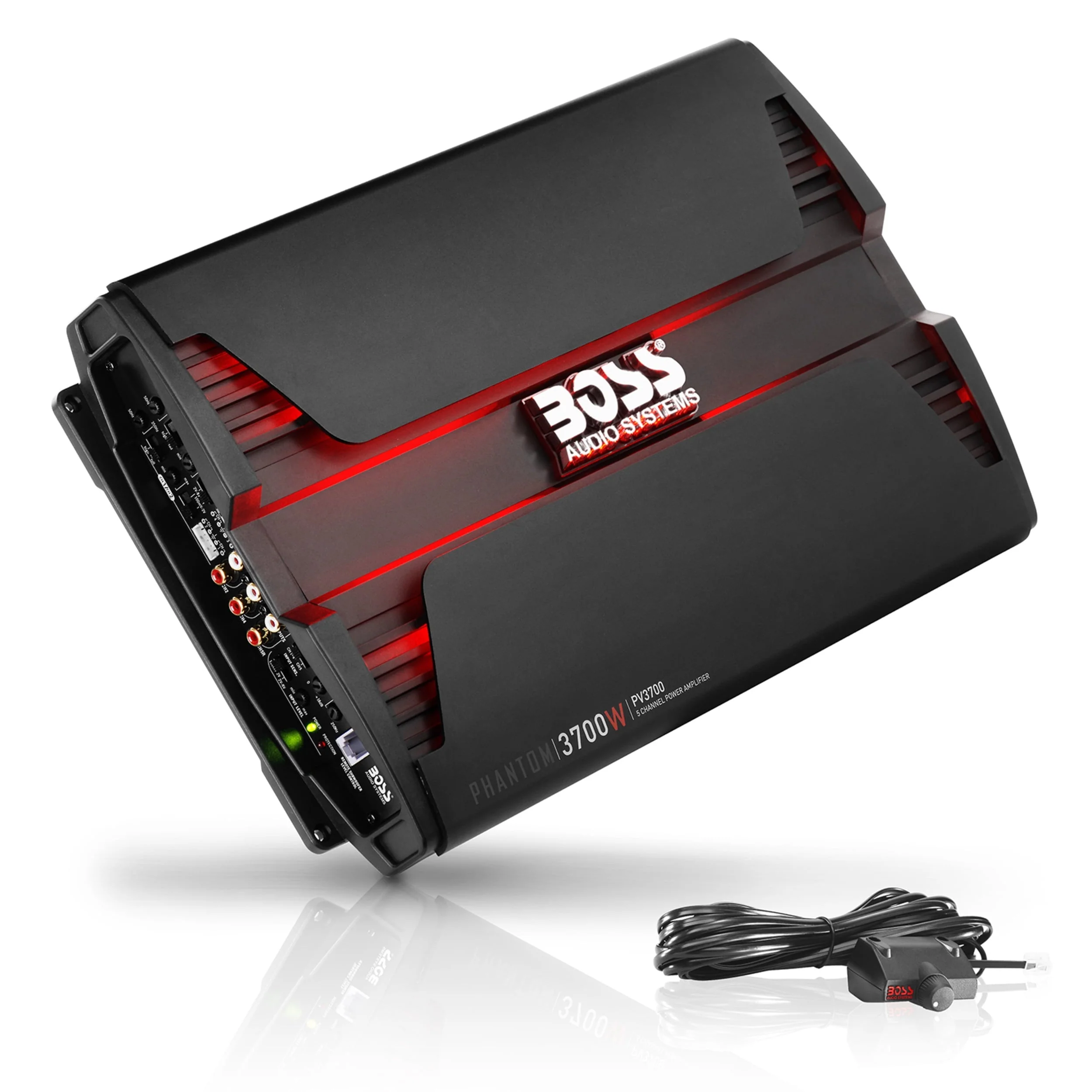 BOSS Audio Systems PV3700 5 Phantom Series Car Audio Amplifier - 3700 High Output, 5 Channel, 2/4 Ohm Stable, Low/High Level Inputs, High/Low Pass Crossover, Full Range, Bridgeable, Subwoofer