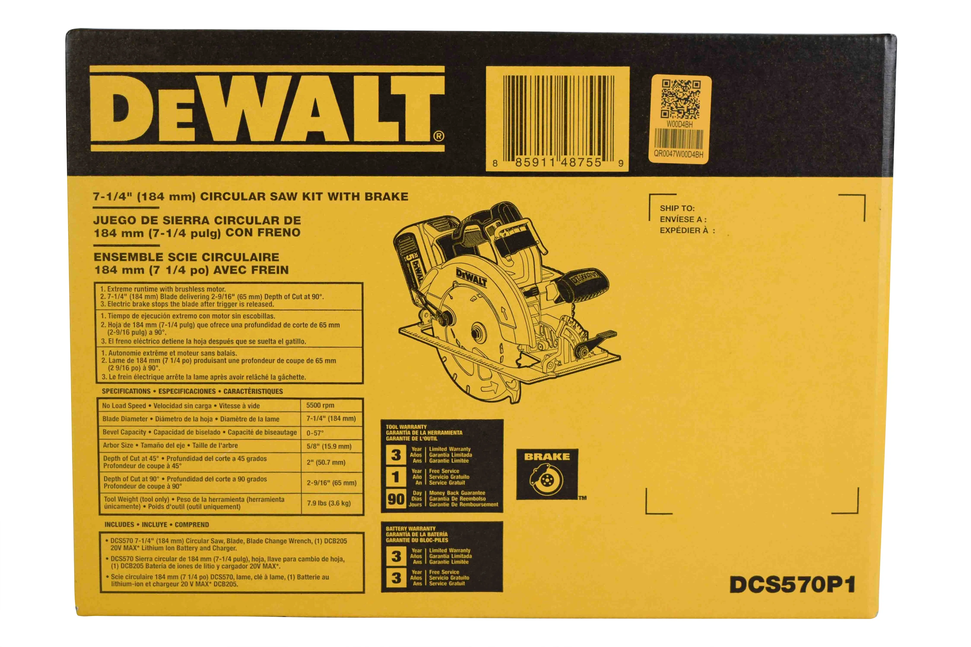 Dewalt 20V Max Brushless 7 - 1/4 Circ Saw Kit