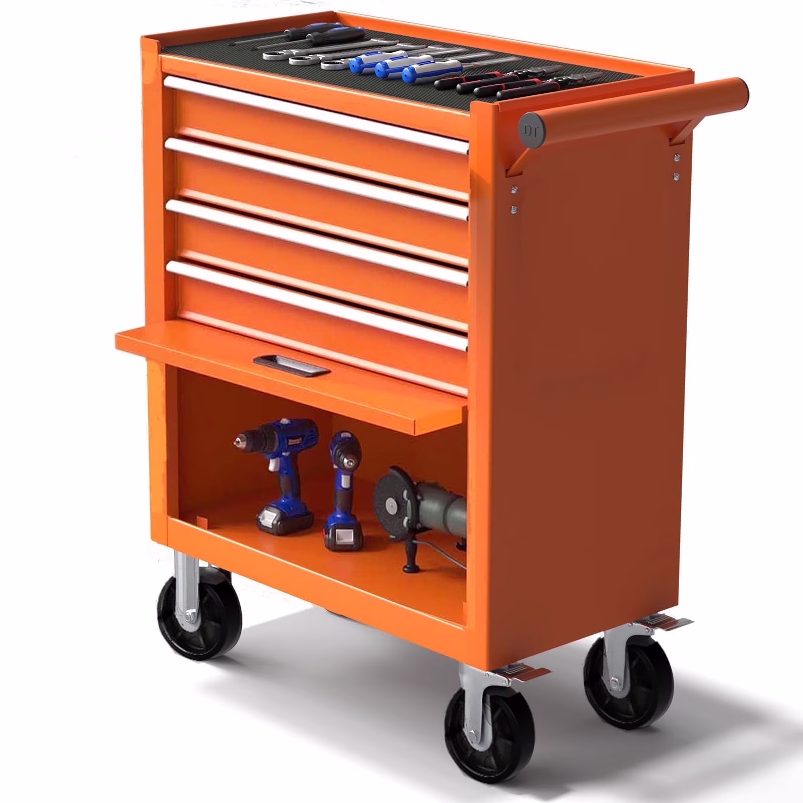 POWANLI Drawer Rolling Tool Chest with Wheels, Steel Orange, 24.25 48.5 lb