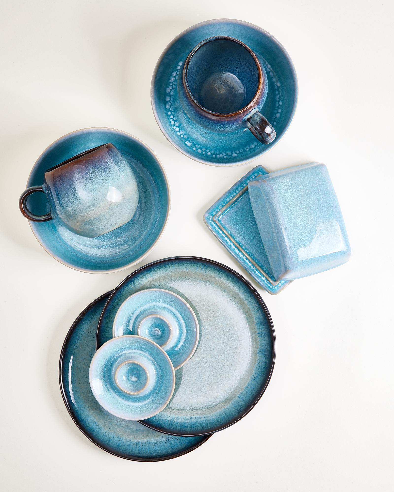 TABLEWARE SET BLUE HORIZON AQUA GREEN-BLUE 9 PIECES